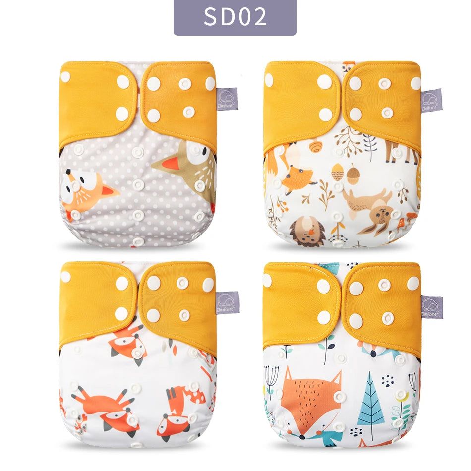 Elinfant ECO-friendly Gray Mesh Cloth New 4pcs/set Washable Pocket Diaper Adjustable Reusable fralda Ecological Cloth Diaper