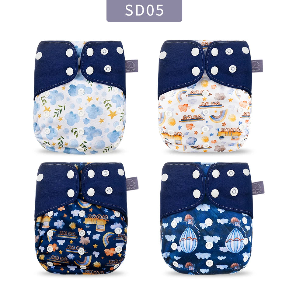Elinfant ECO-friendly Gray Mesh Cloth New 4pcs/set Washable Pocket Diaper Adjustable Reusable fralda Ecological Cloth Diaper