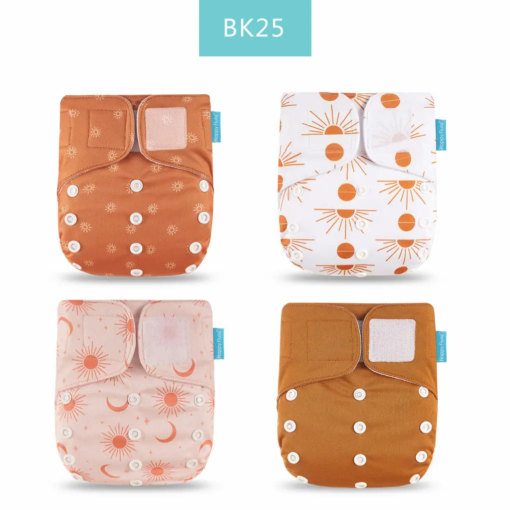 Happyflute New Desig Hot Sale 4Pcs OS Pocket Diaper Washable&Reusable Absorbent Ecological Diaper Cover Adjustable Baby Nappy