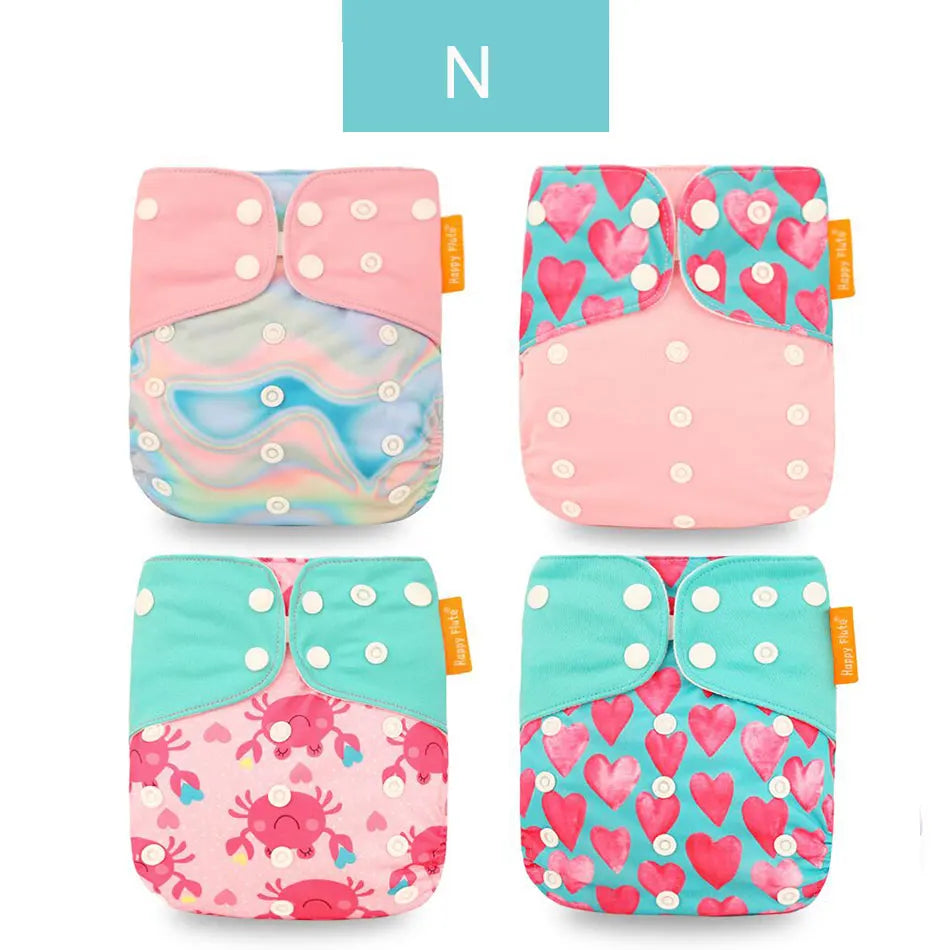 Happyflute New Desig Hot Sale 4Pcs OS Pocket Diaper Washable&Reusable Absorbent Ecological Diaper Cover Adjustable Baby Nappy