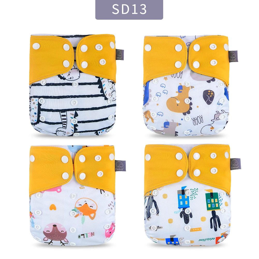 Elinfant ECO-friendly Gray Mesh Cloth New 4pcs/set Washable Pocket Diaper Adjustable Reusable fralda Ecological Cloth Diaper