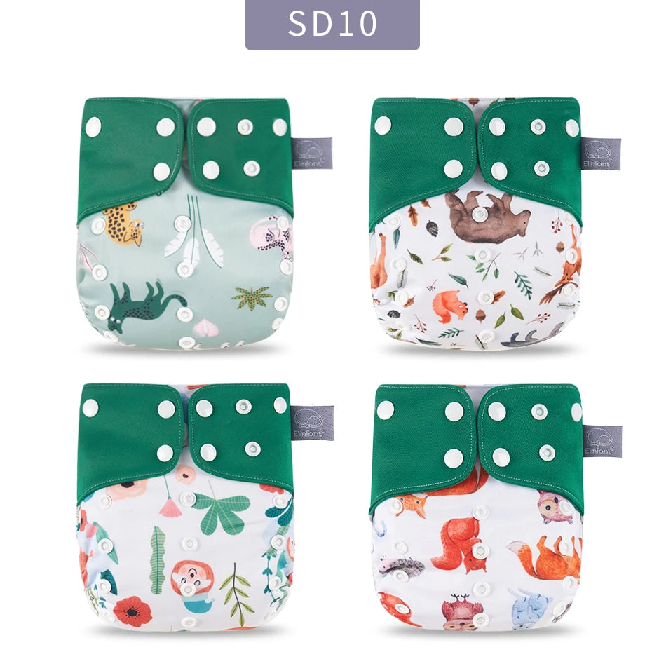 Elinfant ECO-friendly Gray Mesh Cloth New 4pcs/set Washable Pocket Diaper Adjustable Reusable fralda Ecological Cloth Diaper