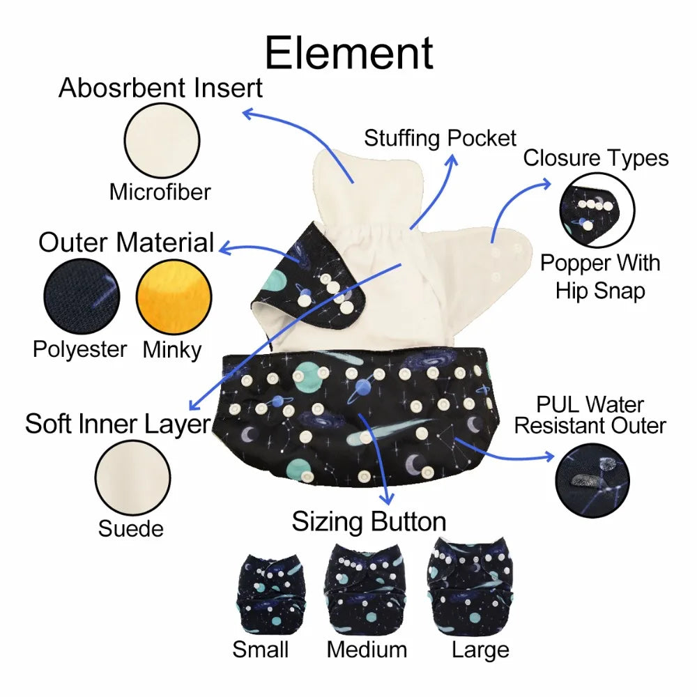 U Pick ALVABABY Baby Cloth Diaper Reusable Cloth Nappy Washable Diaper Nappy for Baby 3-15kg with 1pc Microfiber Insert