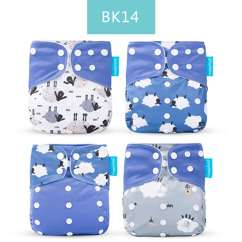 Happyflute New Desig Hot Sale 4Pcs OS Pocket Diaper Washable&Reusable Absorbent Ecological Diaper Cover Adjustable Baby Nappy