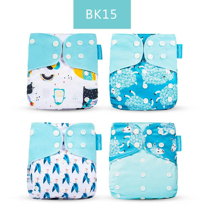 Happyflute New Desig Hot Sale 4Pcs OS Pocket Diaper Washable&Reusable Absorbent Ecological Diaper Cover Adjustable Baby Nappy
