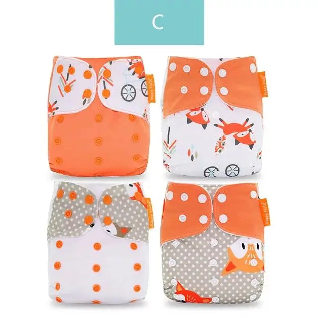 Happyflute New Desig Hot Sale 4Pcs OS Pocket Diaper Washable&Reusable Absorbent Ecological Diaper Cover Adjustable Baby Nappy