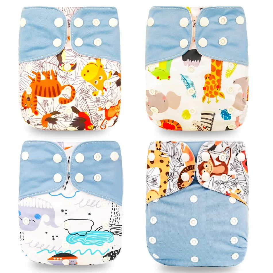 Happyflute 2022 New Fashion Style Baby Nappy 4pcs/set Diaper Cover Waterproof&Reusable Cloth Diaper
