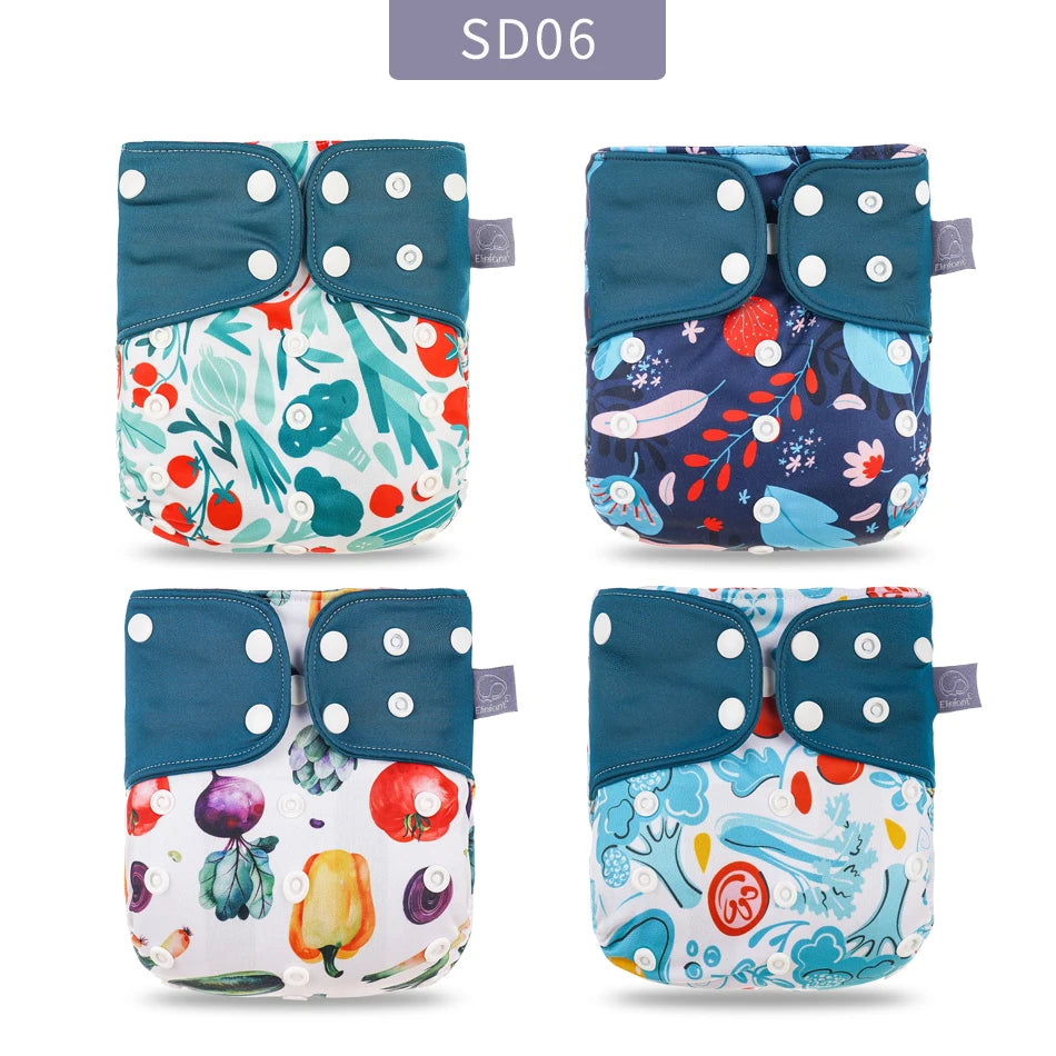Elinfant Breathable Mesh Cloth 4pcs/set Cloth Diaper Washable Adjustable Reusable OS Baby Cloth Pocket Diaper