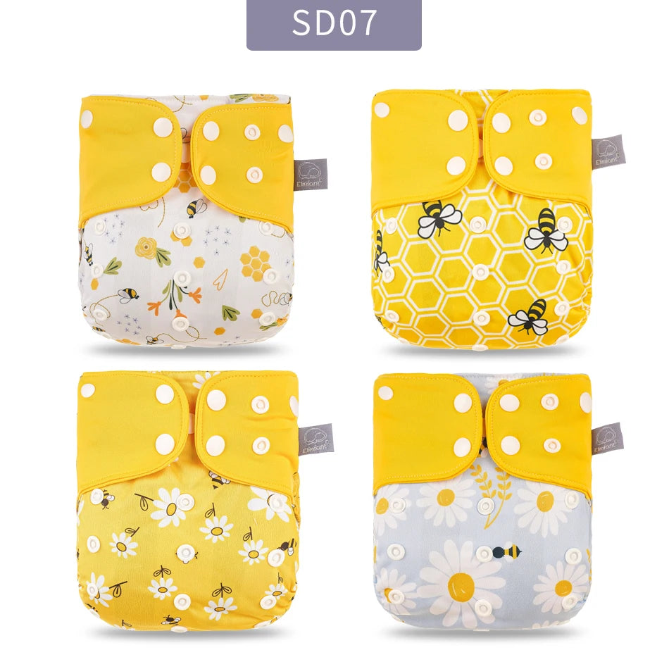 Elinfant Breathable Mesh Cloth 4pcs/set Cloth Diaper Washable Adjustable Reusable OS Baby Cloth Pocket Diaper