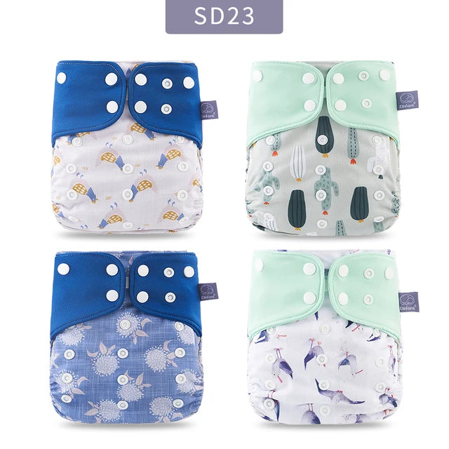Elinfant ECO-friendly Gray Mesh Cloth New 4pcs/set Washable Pocket Diaper Adjustable Reusable fralda Ecological Cloth Diaper