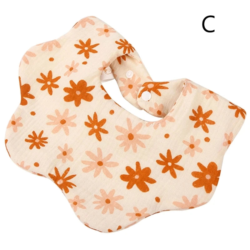 Baby Wave Shape Feeding Bib Bandana Burp Cloth Scarf Printed Soft Pure Cotton Absorbent Saliva Towel Breathable Apron Dropship