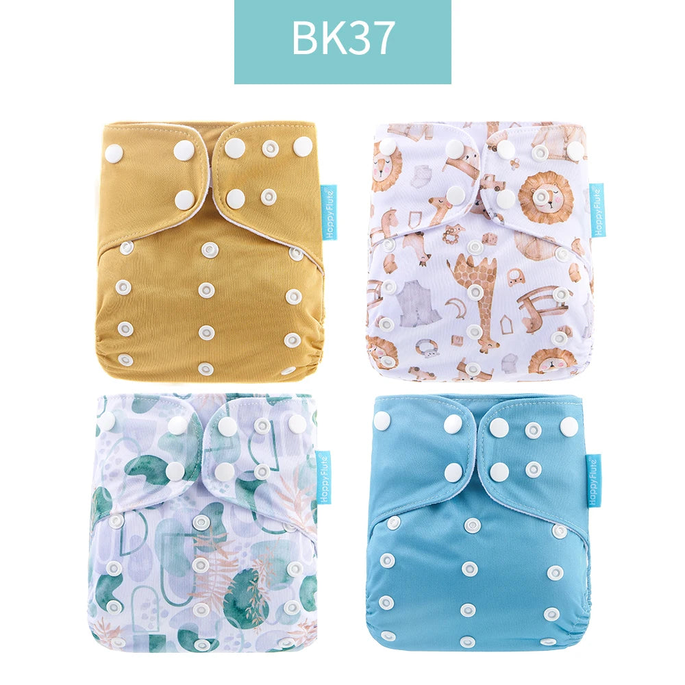 Happyflute New Desig Hot Sale 4Pcs OS Pocket Diaper Washable&Reusable Absorbent Ecological Diaper Cover Adjustable Baby Nappy