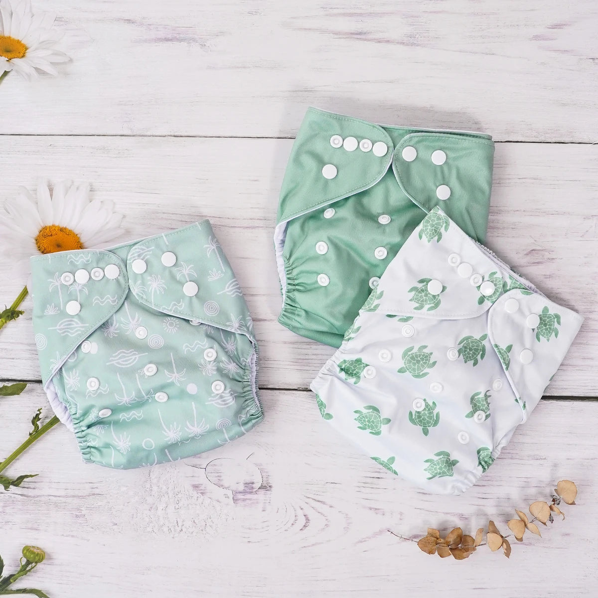 Elinfant 3PCS Washable One Size Cloth Diaper Waterproof Reusable Cloth Diaper For 3-15kg Baby