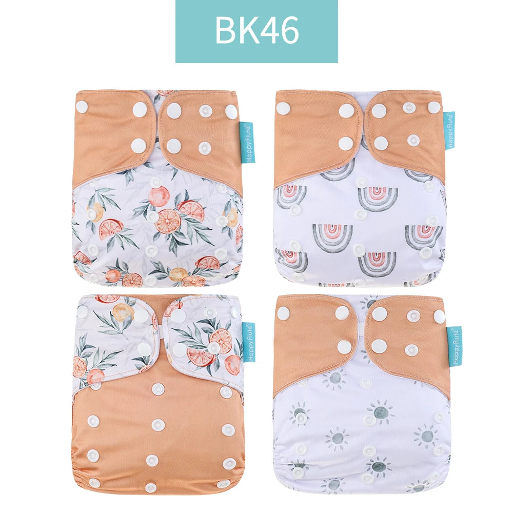 Happyflute New Desig Hot Sale 4Pcs OS Pocket Diaper Washable&Reusable Absorbent Ecological Diaper Cover Adjustable Baby Nappy