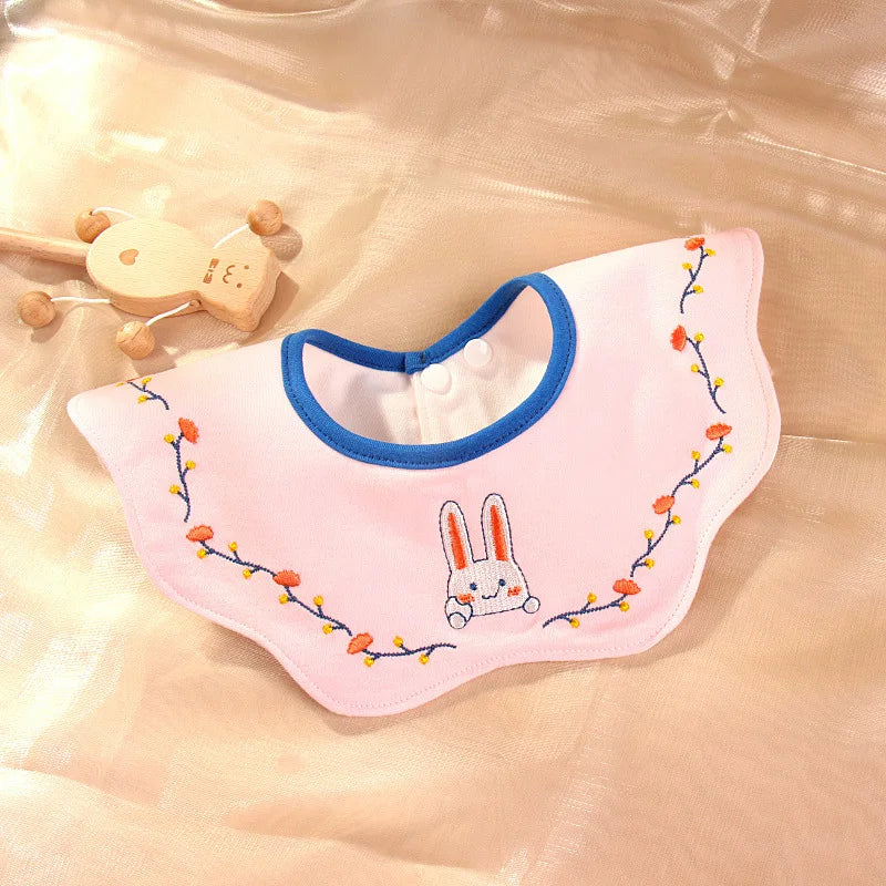 Cute Embroidery Cotton Baby Bibs Autumn New Infant Bib Newborn Burp Cloths for Kids Boy Girl Spring Soft Feeding Saliva Towel