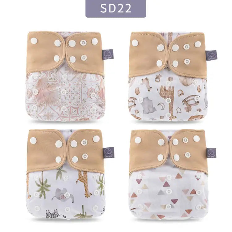Elinfant ECO-friendly Gray Mesh Cloth New 4pcs/set Washable Pocket Diaper Adjustable Reusable fralda Ecological Cloth Diaper