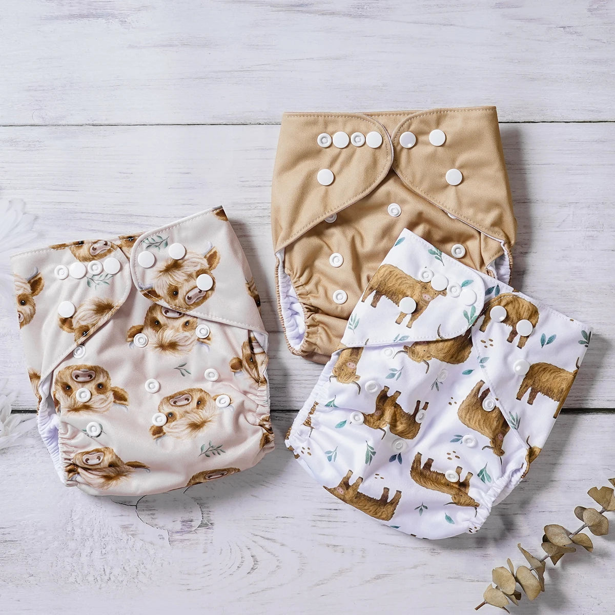 Elinfant 3PCS Washable One Size Cloth Diaper Waterproof Reusable Cloth Diaper For 3-15kg Baby