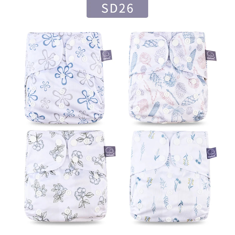 Elinfant Breathable Mesh Cloth 4pcs/set Cloth Diaper Washable Adjustable Reusable OS Baby Cloth Pocket Diaper