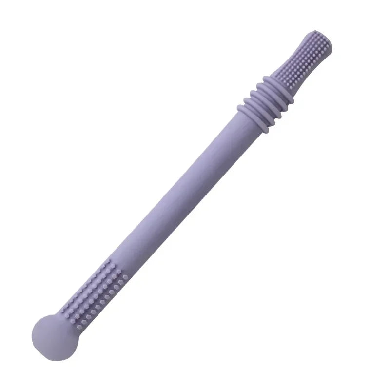 Baby Chewable Safe Toy Silicone Molar Straw Baby Teether Baby Teething Toys Molar Silicone Handle Baby Safety Toy
