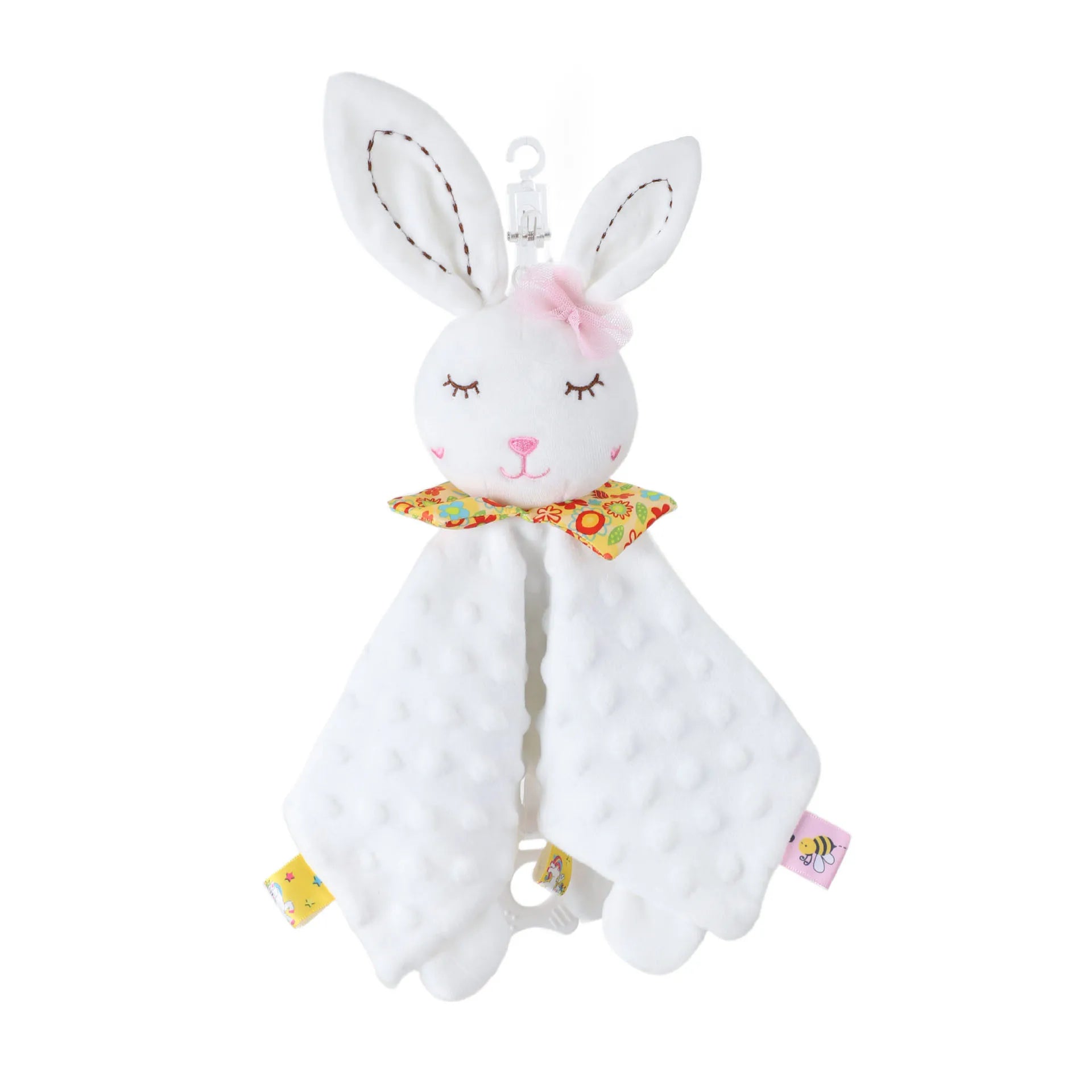 1pcs Baby Security Soothing Doll Towel with Teether Rattles Soft Blanket Snuggle Toy Stuffed Animal for Babies Newborns Gift