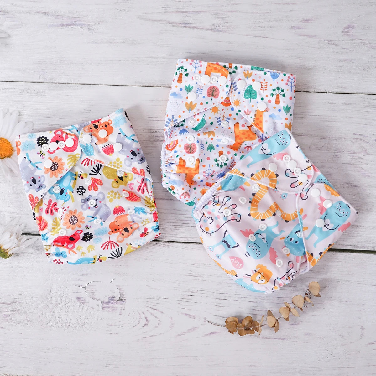 Elinfant 3PCS Washable One Size Cloth Diaper Waterproof Reusable Cloth Diaper For 3-15kg Baby