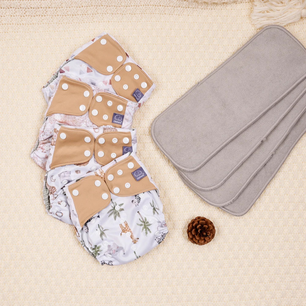 Elinfant waterproof  baby cloth diaper with 4 absorbents mesh cloth inner os for 3-15kg washable eco-friendly pocket cloth nappy