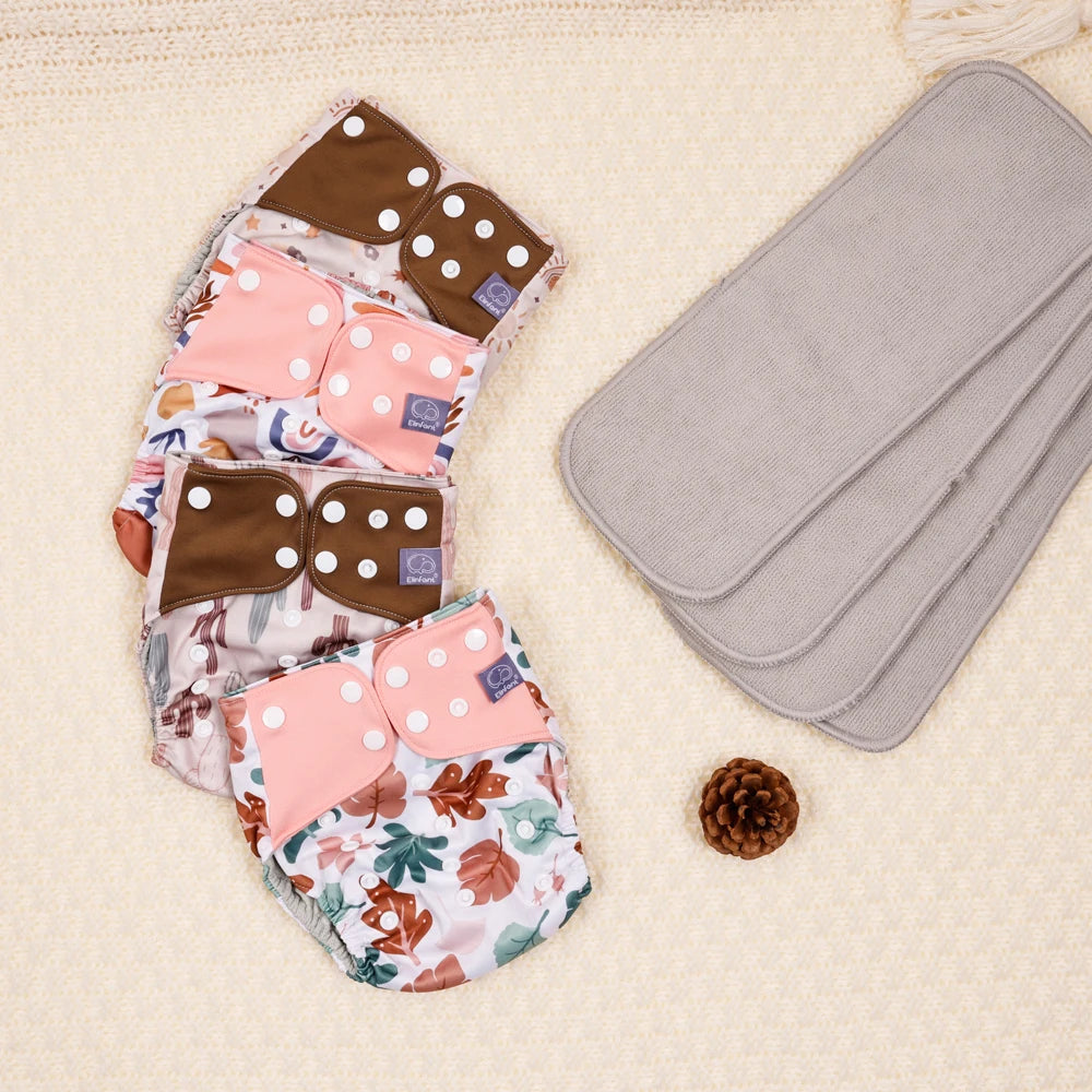 Elinfant waterproof  baby cloth diaper with 4 absorbents mesh cloth inner os for 3-15kg washable eco-friendly pocket cloth nappy