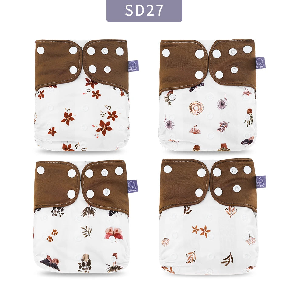 Elinfant Breathable Mesh Cloth 4pcs/set Cloth Diaper Washable Adjustable Reusable OS Baby Cloth Pocket Diaper