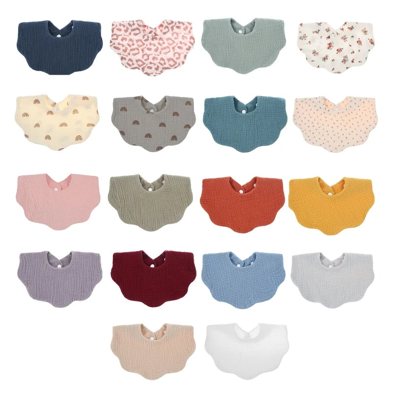Baby Wave Shape Feeding Bib Bandana Burp Cloth Scarf Printed Soft Pure Cotton Absorbent Saliva Towel Breathable Apron Dropship