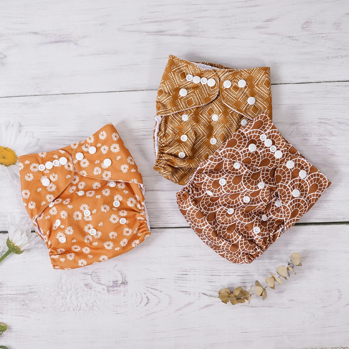 Elinfant 3PCS Washable One Size Cloth Diaper Waterproof Reusable Cloth Diaper For 3-15kg Baby