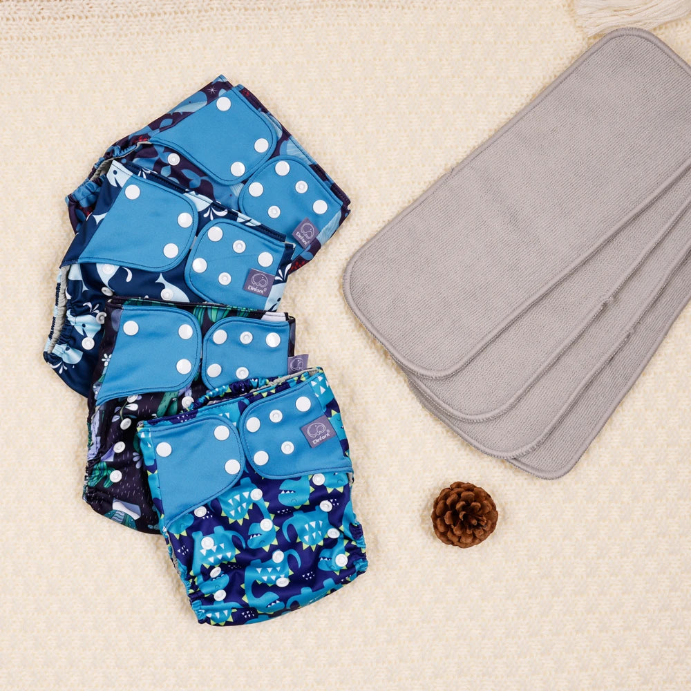 Elinfant waterproof  baby cloth diaper with 4 absorbents mesh cloth inner os for 3-15kg washable eco-friendly pocket cloth nappy