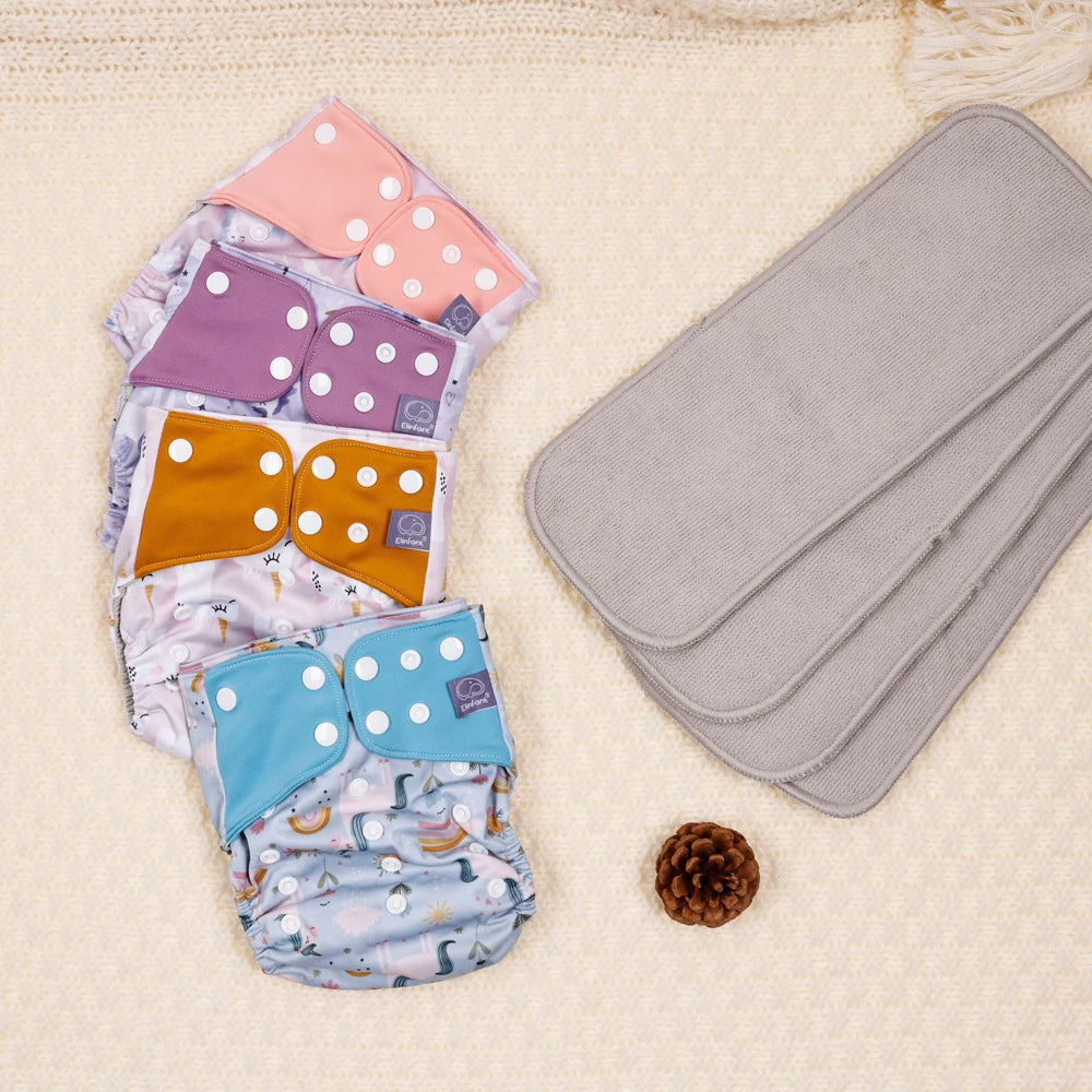 Elinfant waterproof  baby cloth diaper with 4 absorbents mesh cloth inner os for 3-15kg washable eco-friendly pocket cloth nappy