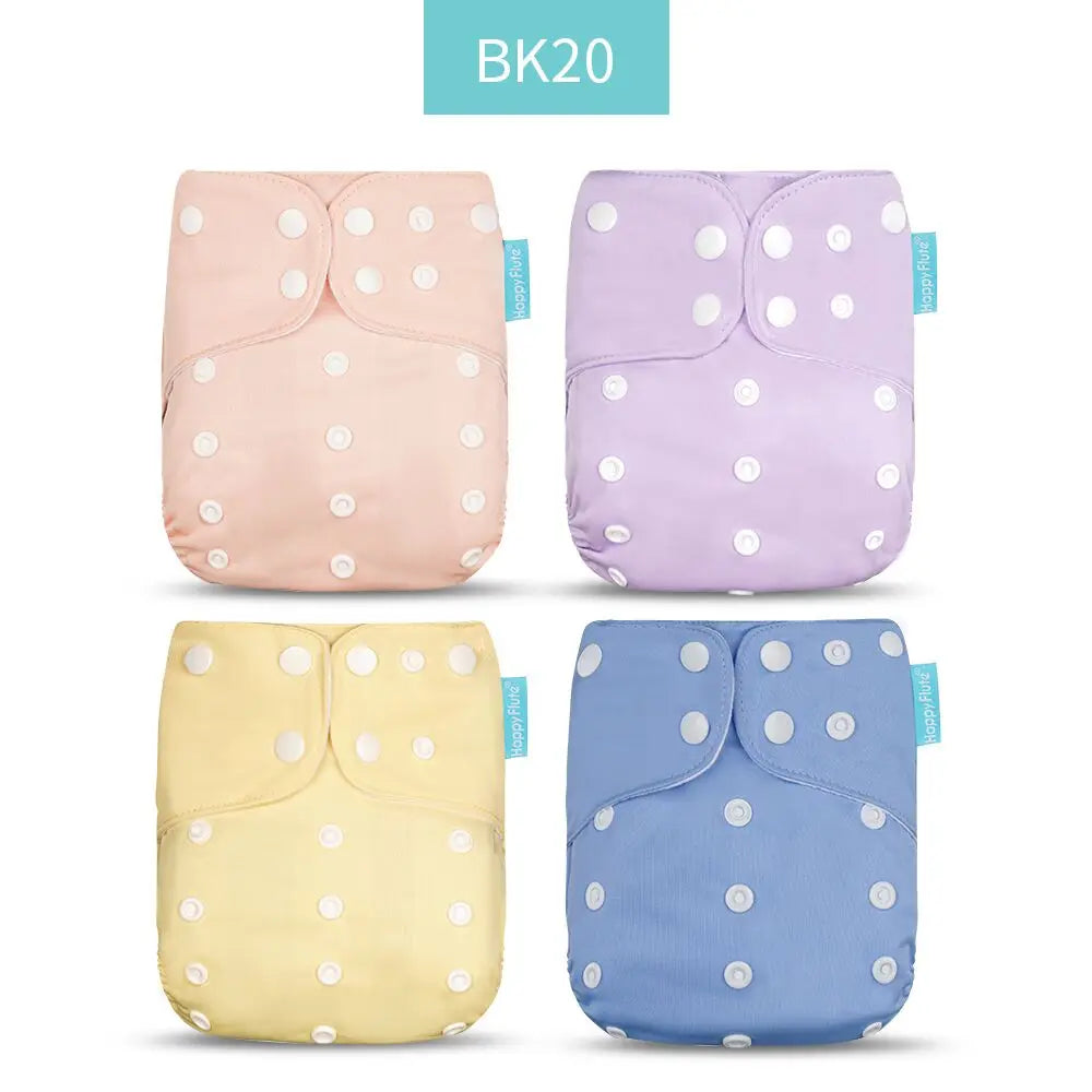 HappyFlute 4Pcs/Set 3-15kg Pocket Diaper EOC-Friendly Washable&Reusable Absorbent Adjustable Baby Ecological Nappy Cover