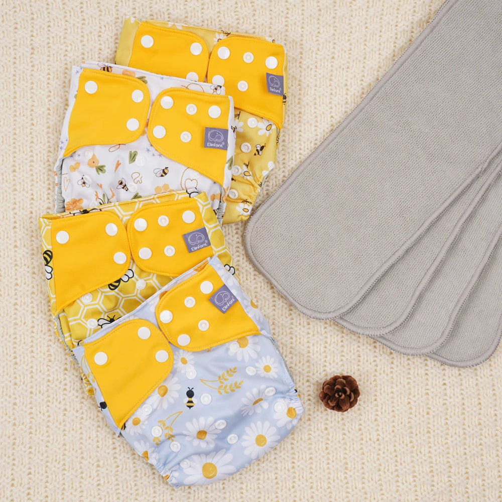 Elinfant waterproof  baby cloth diaper with 4 absorbents mesh cloth inner os for 3-15kg washable eco-friendly pocket cloth nappy