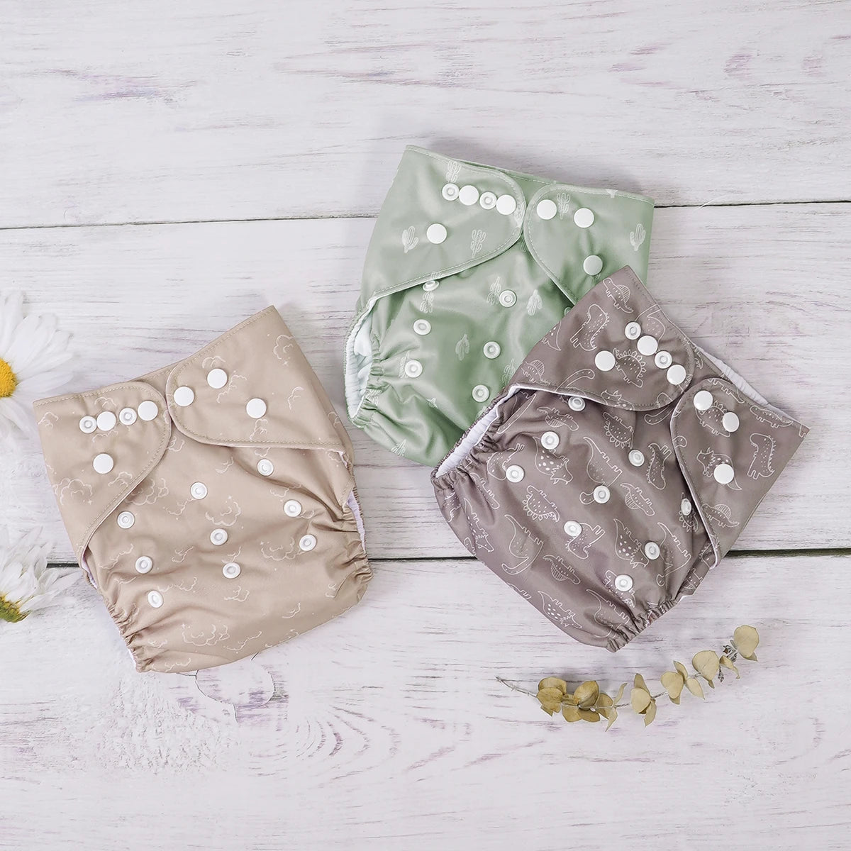 Elinfant 3PCS Washable One Size Cloth Diaper Waterproof Reusable Cloth Diaper For 3-15kg Baby