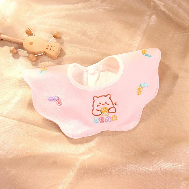 Cute Embroidery Cotton Baby Bibs Autumn New Infant Bib Newborn Burp Cloths for Kids Boy Girl Spring Soft Feeding Saliva Towel