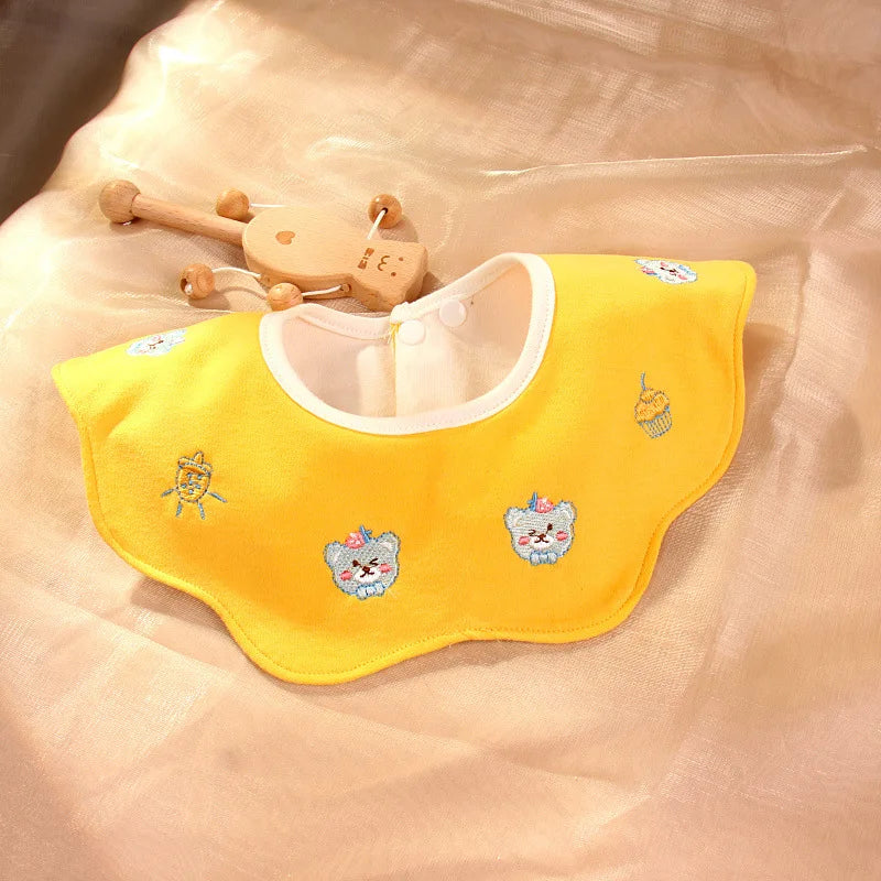 Cute Embroidery Cotton Baby Bibs Autumn New Infant Bib Newborn Burp Cloths for Kids Boy Girl Spring Soft Feeding Saliva Towel