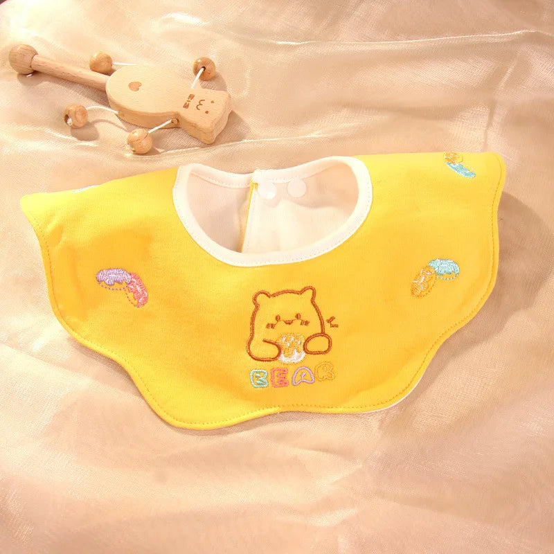 Cute Embroidery Cotton Baby Bibs Autumn New Infant Bib Newborn Burp Cloths for Kids Boy Girl Spring Soft Feeding Saliva Towel