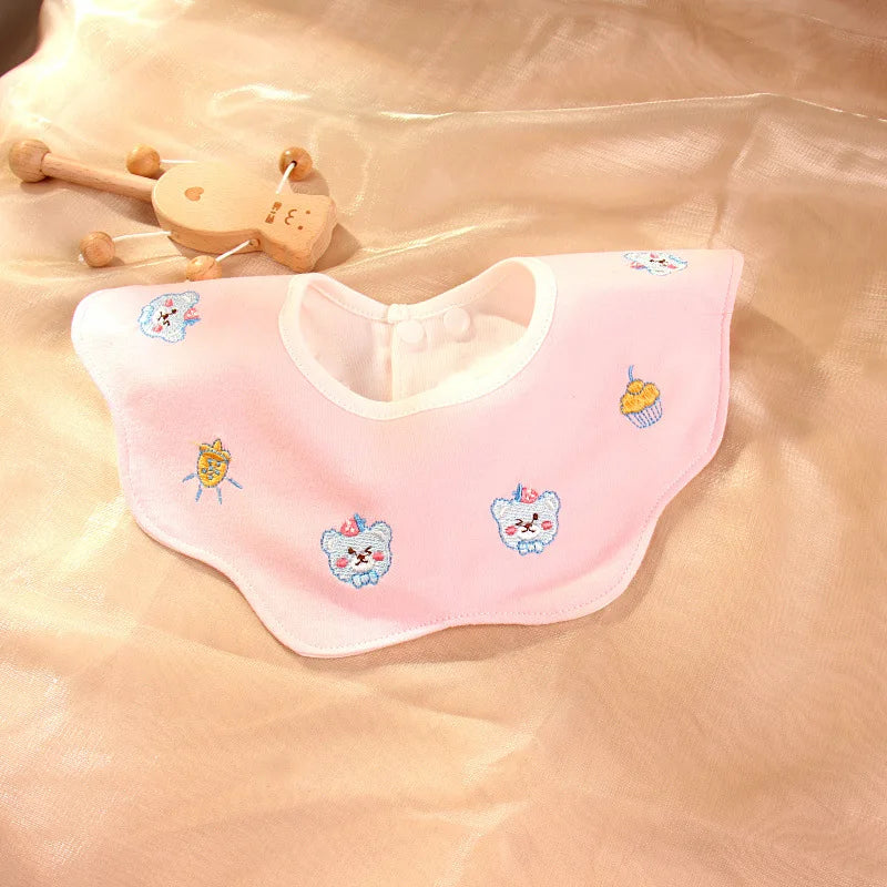 Cute Embroidery Cotton Baby Bibs Autumn New Infant Bib Newborn Burp Cloths for Kids Boy Girl Spring Soft Feeding Saliva Towel