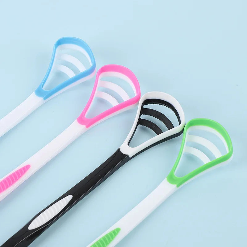 1PCS Silicone Tongue Scraper With Ergonomic Handle Double-sided Fresher Breath Tongue Cleaning Brush Oral Hygiene Tool Wholesale
