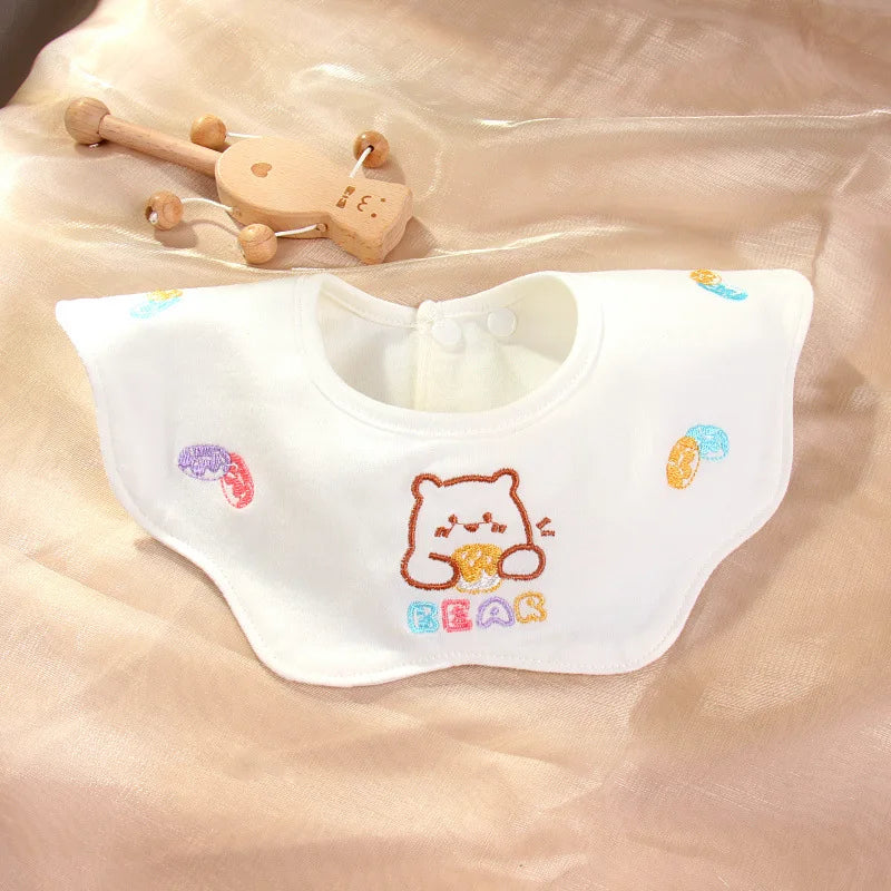Cute Embroidery Cotton Baby Bibs Autumn New Infant Bib Newborn Burp Cloths for Kids Boy Girl Spring Soft Feeding Saliva Towel
