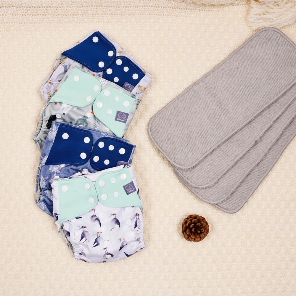 Elinfant waterproof  baby cloth diaper with 4 absorbents mesh cloth inner os for 3-15kg washable eco-friendly pocket cloth nappy