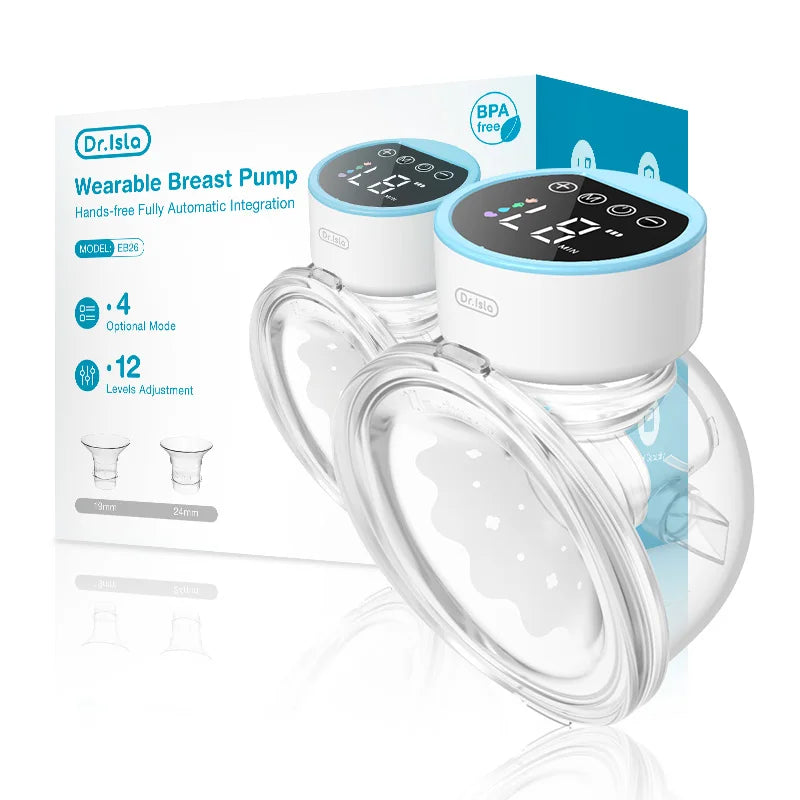 MAMIJOY Wearable Electric Breast Pumps 4 Modes 12 Levels Portable Hands Free Breast Pump Silent Comfort With 19/24mm Flange EB26