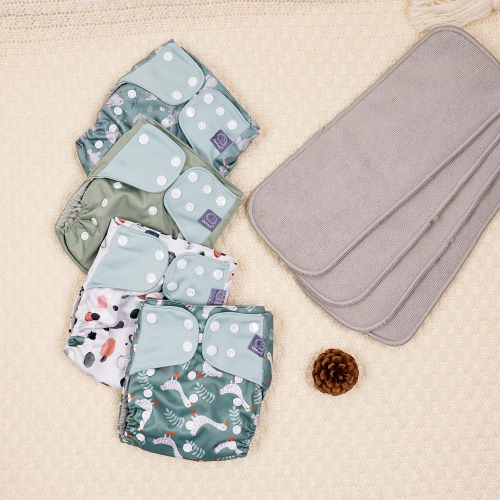 Elinfant waterproof  baby cloth diaper with 4 absorbents mesh cloth inner os for 3-15kg washable eco-friendly pocket cloth nappy