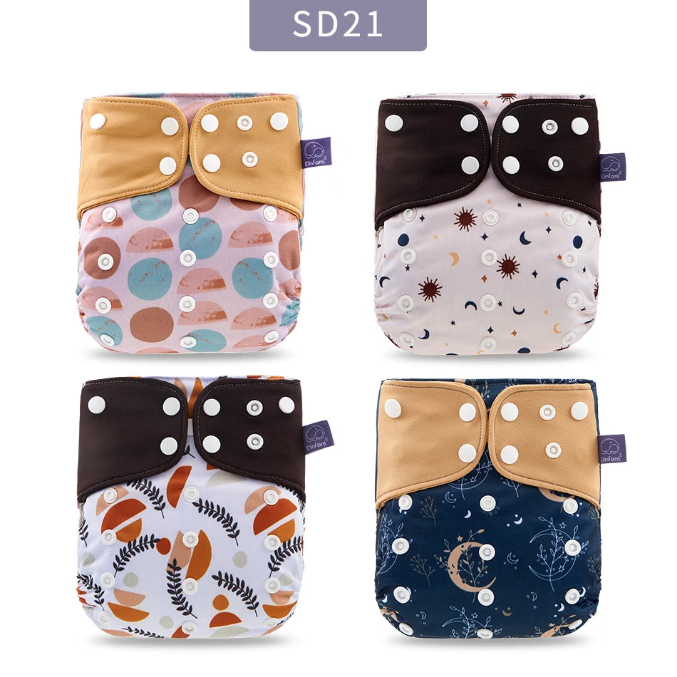 Elinfant Breathable Mesh Cloth 4pcs/set Cloth Diaper Washable Adjustable Reusable OS Baby Cloth Pocket Diaper