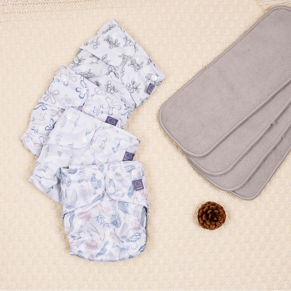 Elinfant waterproof  baby cloth diaper with 4 absorbents mesh cloth inner os for 3-15kg washable eco-friendly pocket cloth nappy