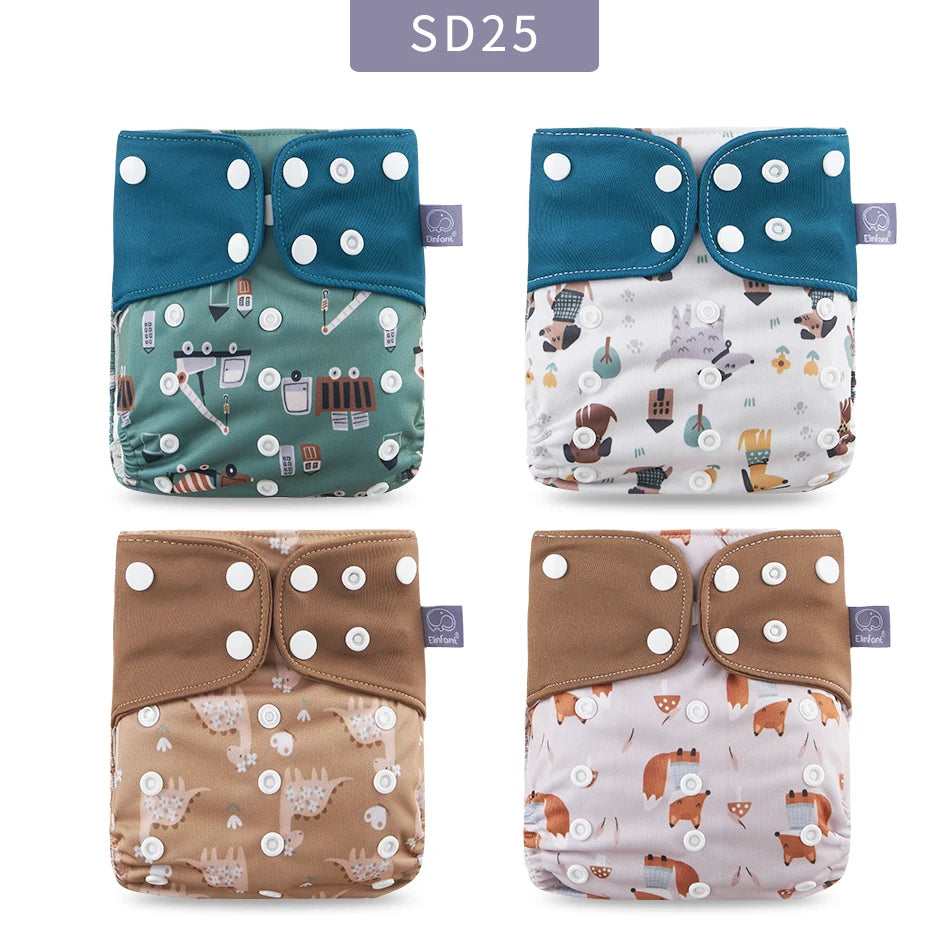 Elinfant Breathable Mesh Cloth 4pcs/set Cloth Diaper Washable Adjustable Reusable OS Baby Cloth Pocket Diaper