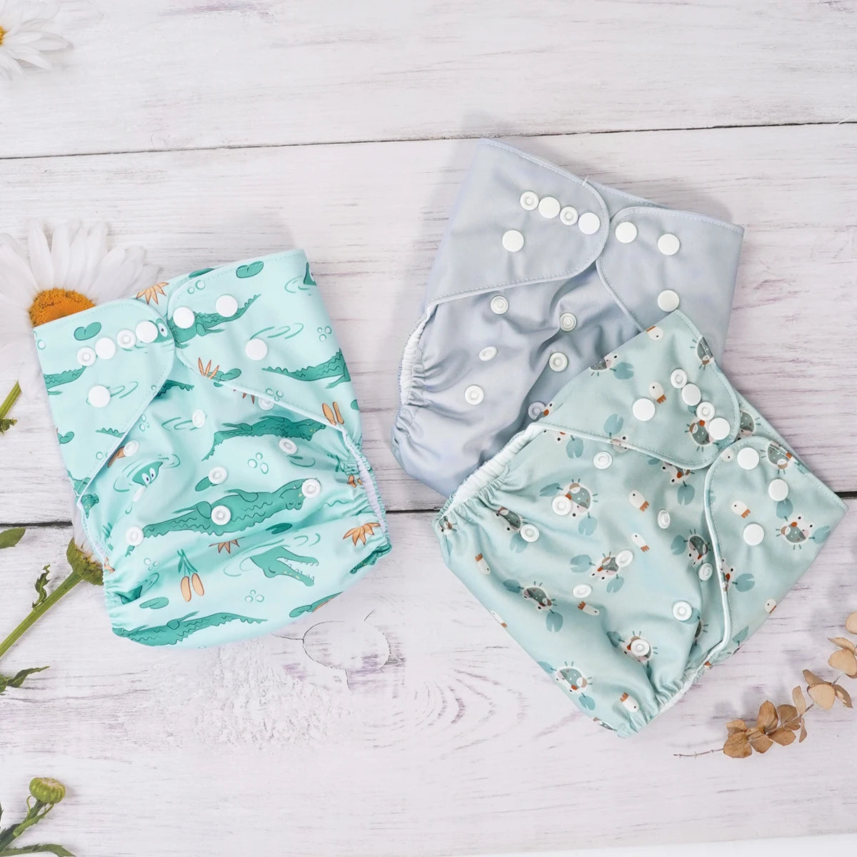 Elinfant 3PCS Washable One Size Cloth Diaper Waterproof Reusable Cloth Diaper For 3-15kg Baby