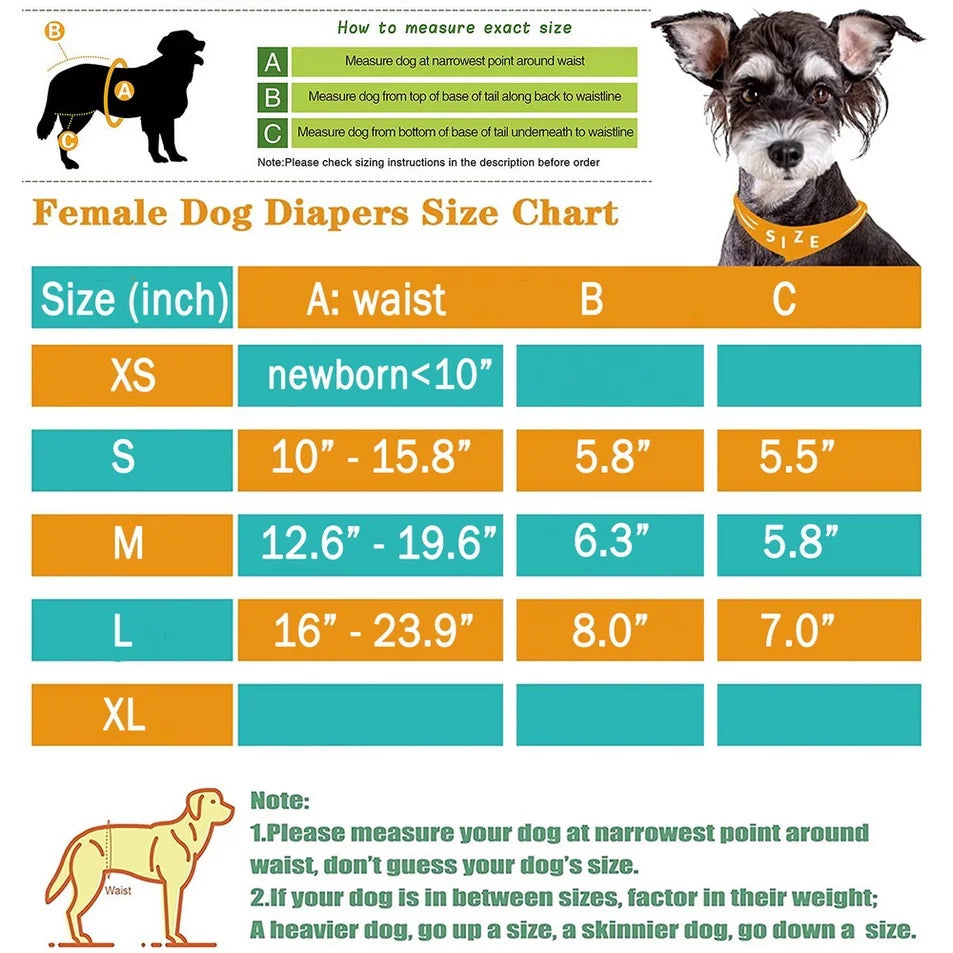 Ohbabyka Washable Female Dog Diapers Premium Reusable Diapers for Doggie in Heat Highly Absorbent Dog Diapers Female for PetPant