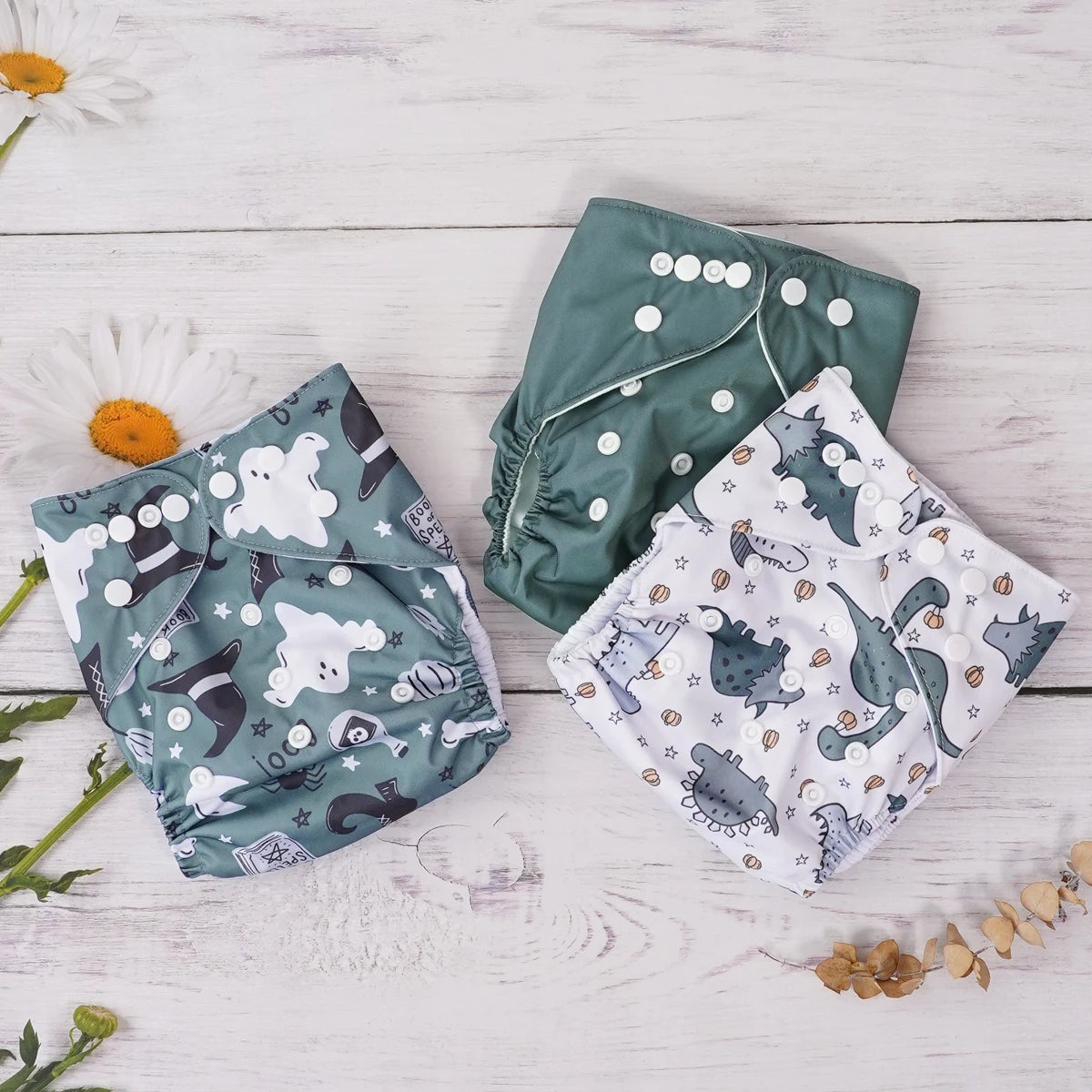 Elinfant 3PCS Washable One Size Cloth Diaper Waterproof Reusable Cloth Diaper For 3-15kg Baby